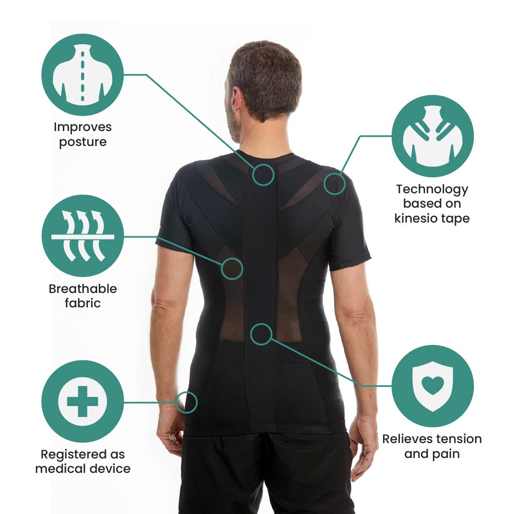 ALIGNMED Posture Shirt Jersey para Hombre - Absorción de la humedad,  transpirable, compresión y rendimiento activo, Negro, Small :  : Ropa, Zapatos y Accesorios